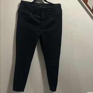 Ann Taylor Women's Black Skinny Jeans button down and zipper closures